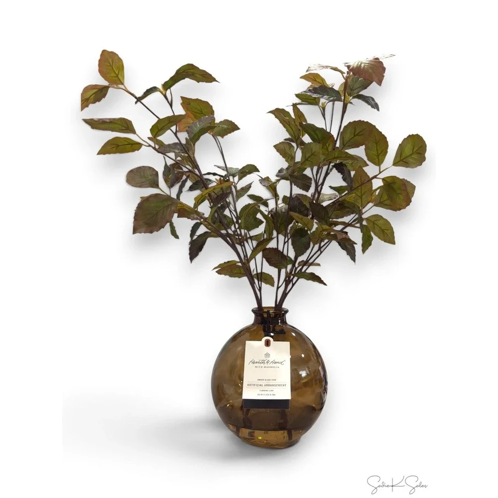 XL Turning Leaf in Amber Glass Arrangement - Hearth & Hand Magnolia, Target Fall